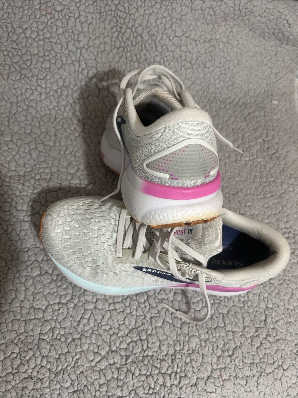 Brooks Women's Ghost 16 Running Shoes - White with Pink Accents